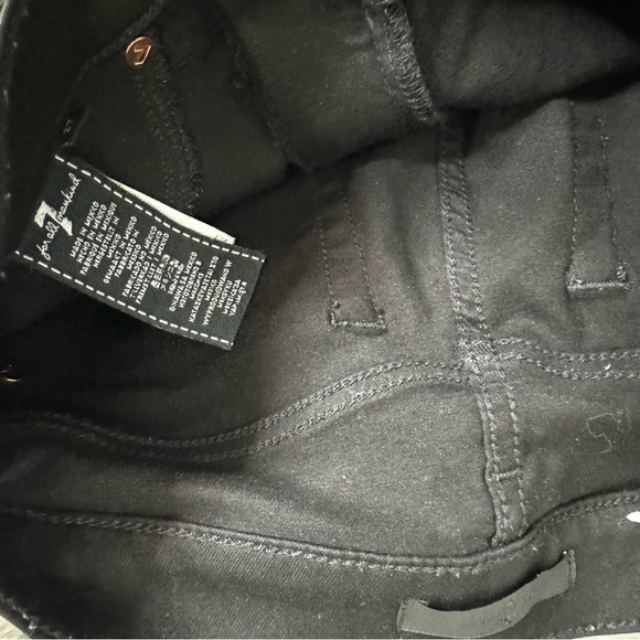 7 For All Mankind Waxed Mid Rise Flare Coated Jeans Black 27 - Picture 3 of 11